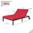 thumbnail image 3 of Costway 2-Person Patio Rattan Lounge chair Chaise Recliner Adjustable Cushioned Red, 3 of 10