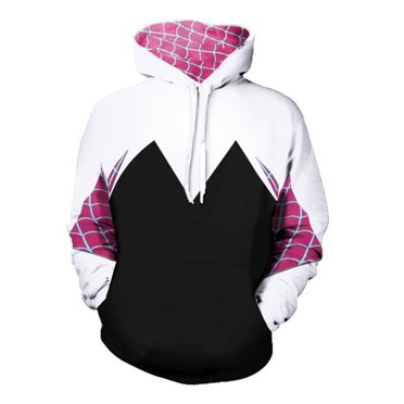 Spider Gwen Stacy Costume pour Femmes Superhéros Cosplay Veste à Fermeture Éclair 3D Chandails à Capuchon Chandail Molletonné Adulte Déguisement d'Halloween