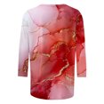 thumbnail image 4 of UPPADA Blouses pour Femmes Grande Taille à Manches 3/4, T-Shirts à Imprimé Floral Teintable, Chemises Décontractées Tendance à Col Rond, Chandails Confortables à Enfiler, Hauts Blouses Mignons d'Été pour Femmes, Hauts à Manches 3/4 en Liquidation, 4 of 5
