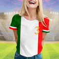 thumbnail image 2 of WEIYLL Womens T Shirts European Cup Italy Printed Patchwork Navy Tees Sizes M, 2 of 4
