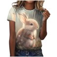 thumbnail image 2 of EGNMCR Easter Chemises pour Femmes Chemises Imprimé Easter Femme T-shirt Décontracté T-shirt Imprimé Easter Col Rond Manches Courtes Chandail Blouse Hauts T-Shirts pour Femmes, 2 of 5