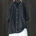 thumbnail image 2 of AherBiu Plus Size Tops for Women Cotton Linen Button down Shirts Causal Long Sleeve Fall Loose Fitting Blouses, 2 of 3