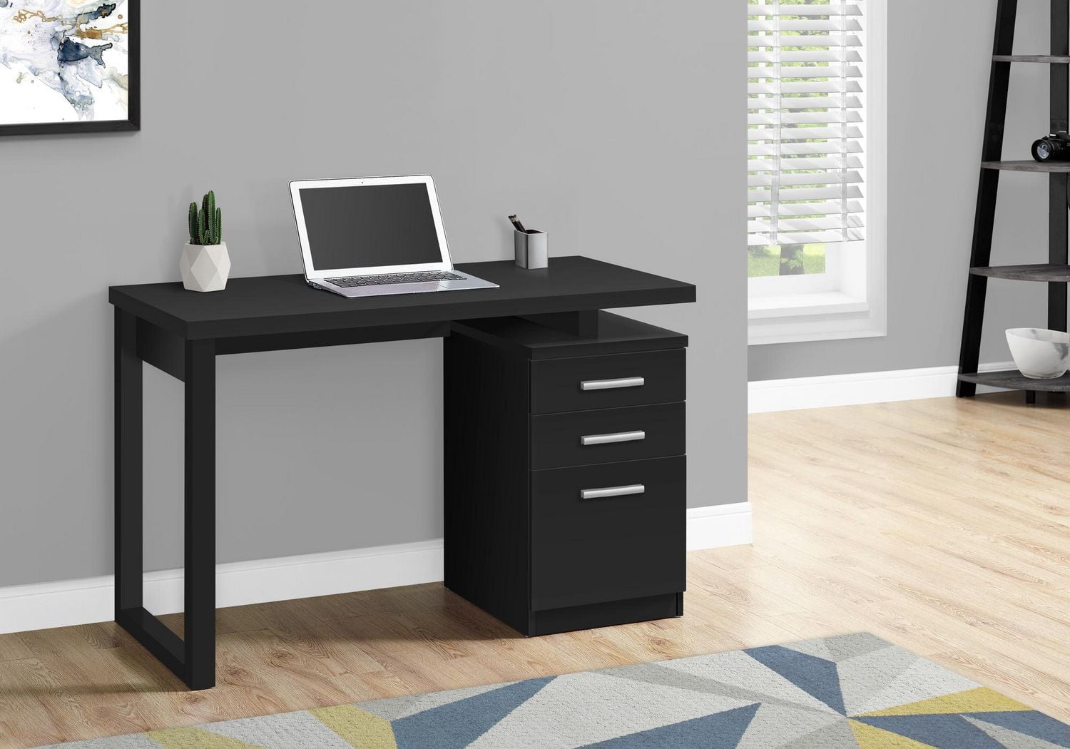 Monarch Specialties Bureau, Bureau À Domicile, Ordinateur Portable, Configuration Gauche, Droite, Tiroirs De Rangement, 48"l, Travail, Stratifié, Noir, Contemporain, Moderne