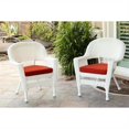 thumbnail image 2 of Jeco Chaise en Osier Blanche avec Coussin Rouge (Ensemble de 4), 2 of 2