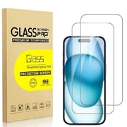 2 Pack for iPhone 15 Pro Max Screen Protector, 9H Clear Tempered Glass Screen Protector for iPhone 15 Pro Max, Easy Installation, Bubble Free