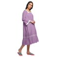 thumbnail image 2 of Moomaya Robe de Nuit en Coton à Manches Longues à Encolure Carrée Imprimée pour Femmes, 2 of 6