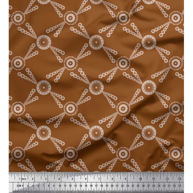 Soimoi Modal Satin Fabric Dots & Circle Geometric Printed Fabric 1 Yard 42 Inch Wide