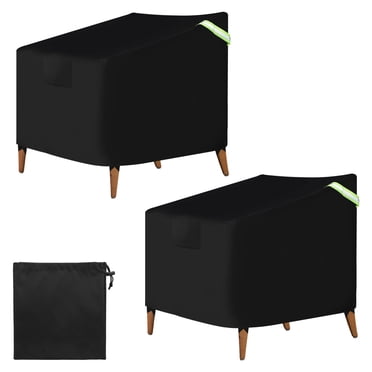 Unique Bargains Outdoor Chair Covers 43' W x 42' D x 42' H Large Waterproof Patio Furniture Cover Stack Chair Cover, Black 2 Pack