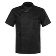 thumbnail image 1 of YONGHS Men Women Chef Coat Short/Long Sleeve Chef Shirt Custom Kitchen Restaurant Hotel Uniform Chef Jacket 010#Black M, 1 of 5
