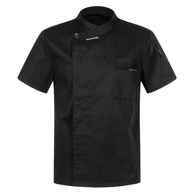 YONGHS Men Women Chef Coat Short/Long Sleeve Chef Shirt Custom Kitchen Restaurant Hotel Uniform Chef Jacket 010#Black M