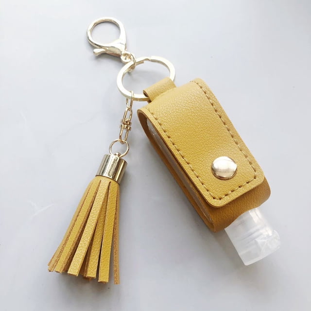 30Ml Refillable Travel Bottle With Keychain Holder Pu Leather Case For Hand Sanitizer Soap Lotion Portable Outdoor