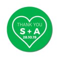 thumbnail image 1 of Darling Souvenir Round 45 Pieces Heart Thank You Stickers Personalized Bride Groom Initials And Date Envelope Seals-Green, 1 of 4