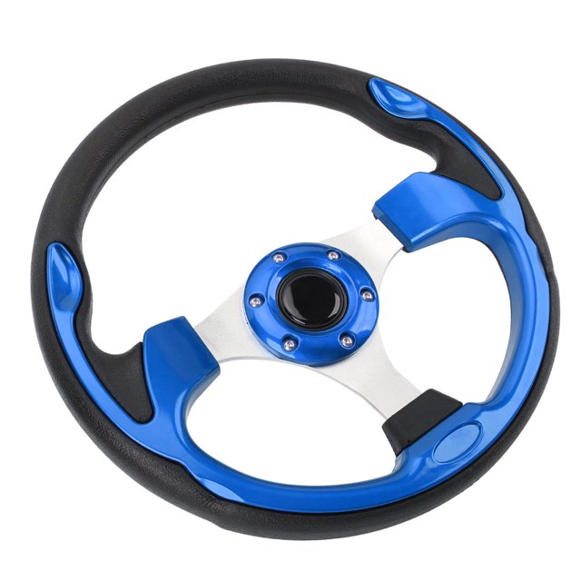 Universal 13in Racing Style PU Aluminum Comfortable Grip 6 Hole Car Steering Wheel with Horn Button Ideal for Racing Enthusiasts