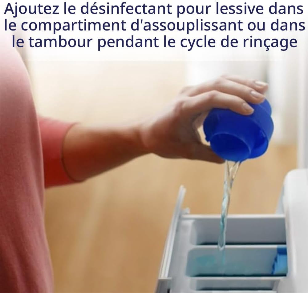 Lysol Désinfectant à lessive gratuit et transparent, sans parfum, sans colorants, 0 % d'eau de Javel, tue 99,9 % des virus et bactéries, 1.2 l