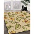 thumbnail image 3 of Ahgly Company Tapis d'Intérieur Lavables à la Machine, Ronds, Transitionnels, Marron, Tiges Dorées Foncées, Ronds de 3', 3 of 7