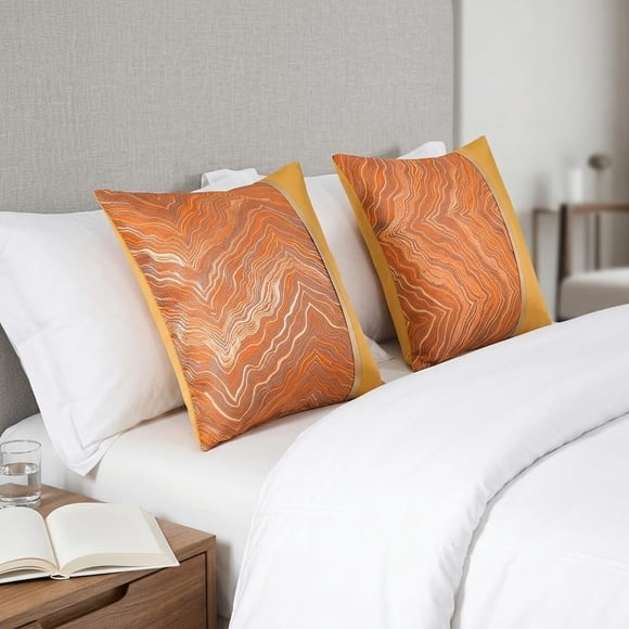 Anlawu100 Bed Runner Bedding Scarves 2 Pillowcases(50X50cm) Scarf for King Queen Size Home Hotel Bedroom Decor Bed Throws for Foot Orange