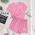 thumbnail image 3 of Robe d'Été à Manches Courtes Haut à Manches Courtes et Short Ensemble Deux Pièces pour Enfants Mignonne Détente d'Été Col Rond, 3 of 6