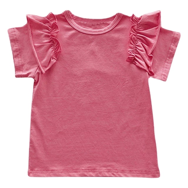 Kcodviy T-Shirt d'Été pour Enfants 4T Haut pour Filles Manches Courtes Col Rond T-Shirt de Pâques pour Filles Haut Uni Chemise Décontractée pour Filles pour Sortir pour 1 Filles Chandails Chemises à 7 Ans