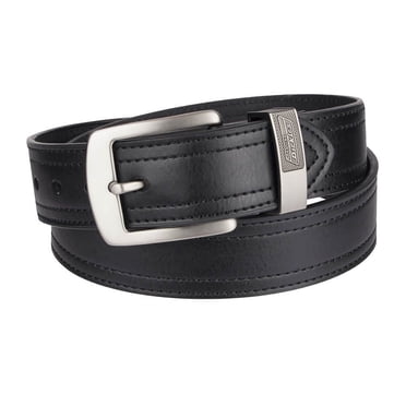 Genuine Dickies Men's 40 mm Industrial Strength with Logo Metal Loop Black Leather Belt