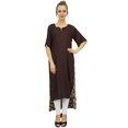 thumbnail image 1 of Bimba Kurti Brun en Rayonne pour Femme, Ourlet Asymétrique, Kurta de Designer avec Foulard - 18, 1 of 8