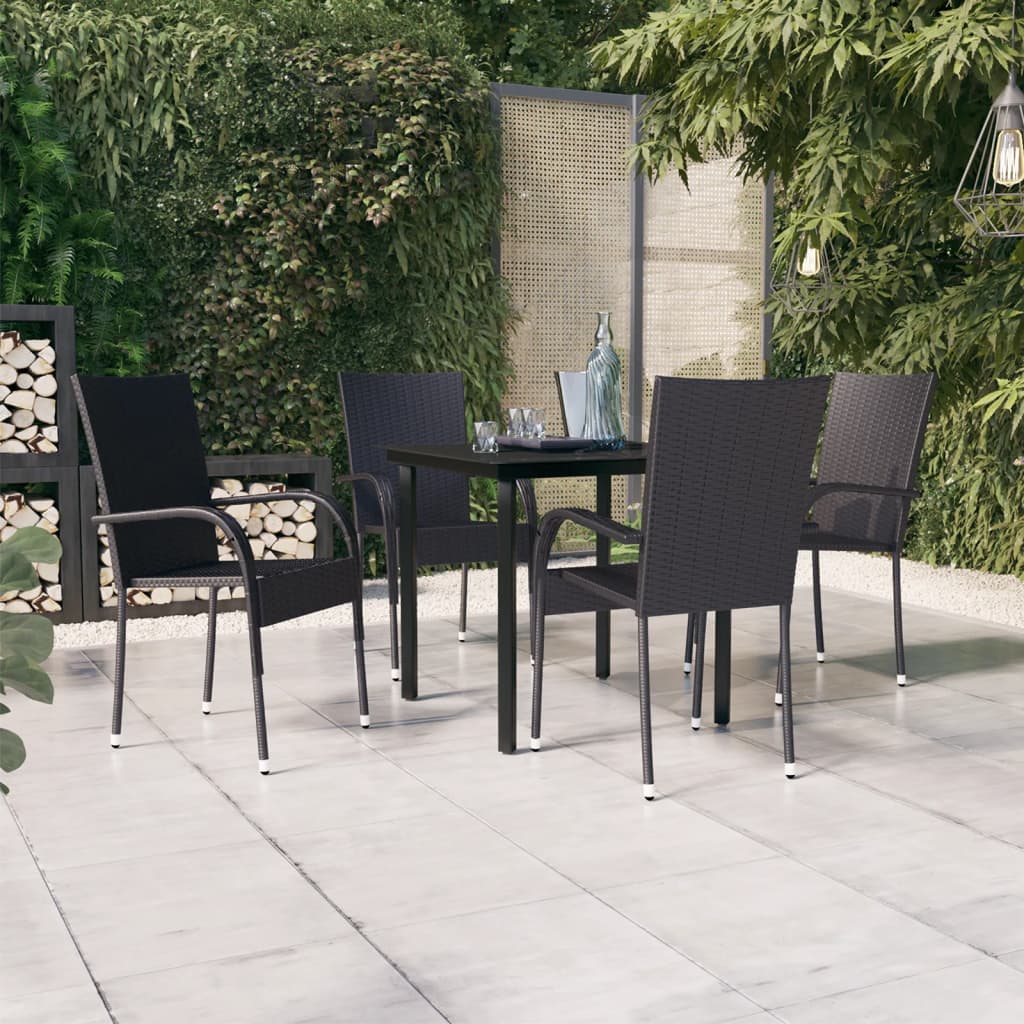 vidaXL Ensemble de Salle à Manger d'Extérieur 5 Pcs Noir