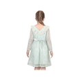 thumbnail image 4 of Girls Dress Green Floral Lace V Neck Ruffle Pearl Long Sleeve Party 7 Years, 4 of 7