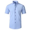 thumbnail image 1 of Chemise Habillée à Manches Courtes pour Homme - Extensible 4 Directions, Sans Plis, Boutonnée - 97 % Polyester, Coupe Régulière pour Affaires/décontracté, 1 of 2