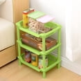thumbnail image 3 of 3 Layer Square Triangular Corner Storage Organizing Caddy Stand For Bathroom Hot Pan Holder for Counter Foldable Kitchen Stainless Steel Sponge Holder Wooden Rack for Kitchen over Rack Bottle Rack, 3 of 3