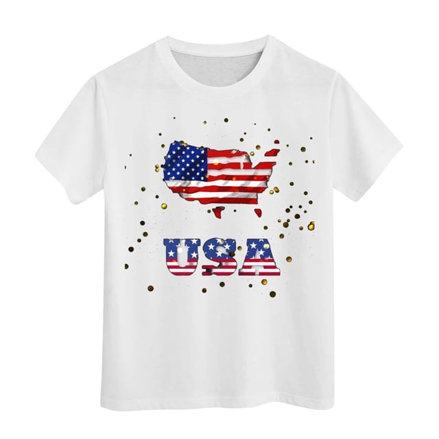 TZEWGL Tops For Newborn Short Sleeved Independence Day Printed Crewneck Blouse For Newborns size 6-7T
