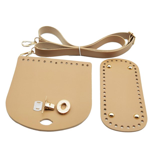 pitrice Crochet Bag Bottom Base Crochet Bag Set Making for Handbag Tote Shoulder Bag Khaki 18x8cm