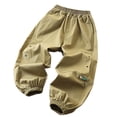 thumbnail image 1 of Lenpel Pantalon Cargo Décontracté pour Garçons, Taille Élastique, à Enfiler, Bas Resserré, Pantalon de Randonnée Extérieur, Joggers Amples pour Enfants (Vert, 7-8 Ans), 1 of 3