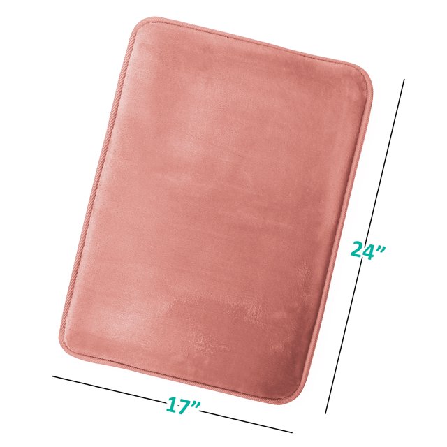 1 Small Clara Clark Bath Mat Bathroom Rug - Absorbent Memory Foam Bath Rugs - Non-Slip, Thick, Cozy Velvet Feel Microfiber Bathrug, Plush Shower, Toilet- Floor Bathmats Carpet - Misty Rose - 17"x24"