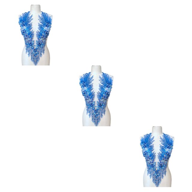 maskred Sturdy And Durable Lace Applique With 3D Beads And Rhinestones With Materials Are Sturdy And Durable Multiple Colors blue A 3Set