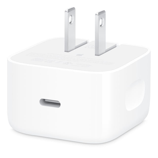 Adaptateur d'Alimentation Dynamique 40 W avec 60 W Max, Chargeur USB‐C compact Blanc à Bords Arrondis, Deux Broches Métalliques Plates et un port USB‐C, Conçu pour la Recharge Rapide d'Appareils USB‐C à la Maison, au Bureau Ou en Déplacement.