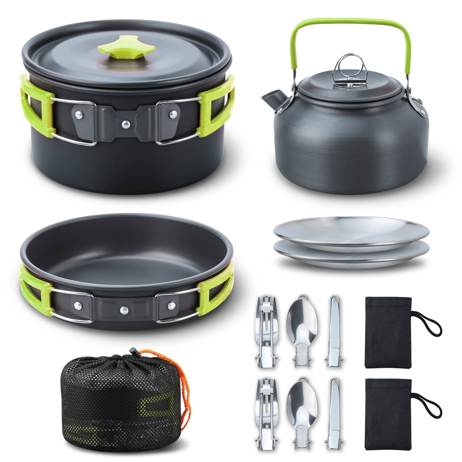 Tomshoo Camping Cooking Set Camping Cookware Set 16pcs Camping Pot Pan Set Nesting Camp Cook Set Camping & hiking Cookware Camping Backpacking Pans Set