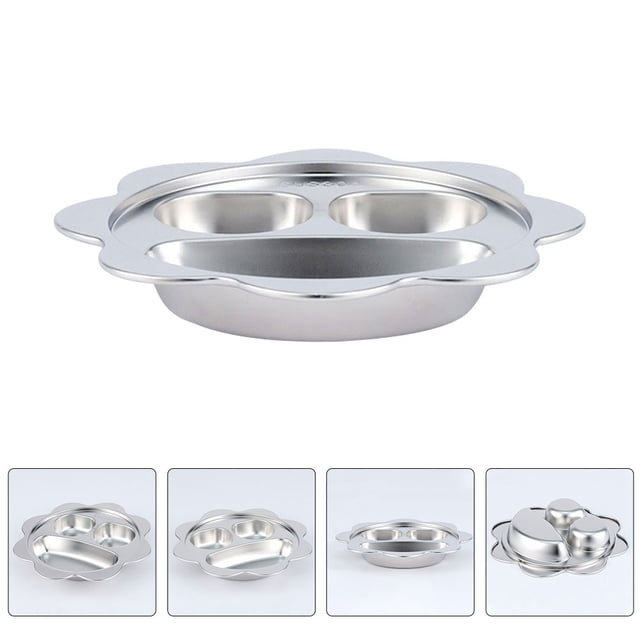 BESTYASH 1 Pcs Assiette en Acier Inoxydable pour Enfants et Tout-Petits 24x24x3.6 Po