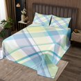 thumbnail image 2 of Erosebridal Blue Purple Green Aesthetic Coverlet Set Queen, Grid Checkered Bedding Set 3 Pieces, 2 of 5