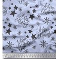 thumbnail image 1 of Soimoi Blue Cotton Poplin Fabric Star & Snowflakes Text Print Sewing Fabric Yard 42 Inch Wide, 1 of 5