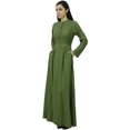thumbnail image 4 of Bimba Robe Jilbab Unie à Col Mandarin pour Femme avec Poches, Manches Longues, Maxi, 4 of 7