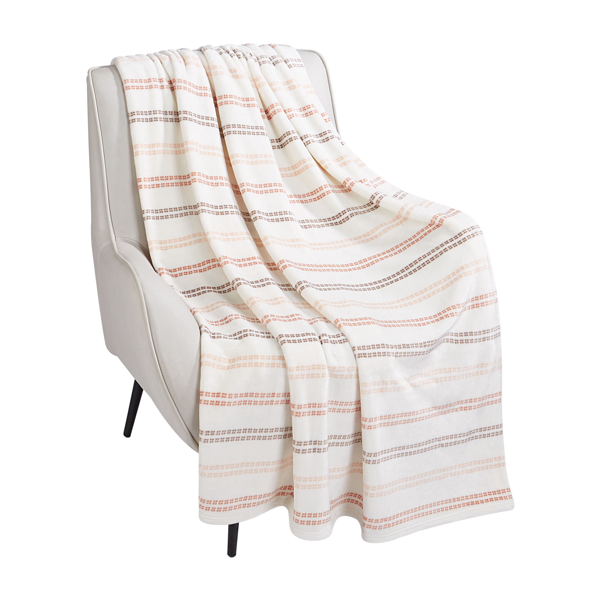 HOMETRENDS Velvet Plush Craft Stripe Polyester Throw, 50” X 60”