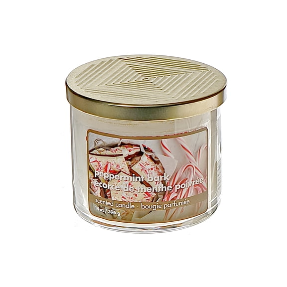 14 Oz 3 Wick Jar Candle With Metal Lid (Peppermint Bark) - Set of 2