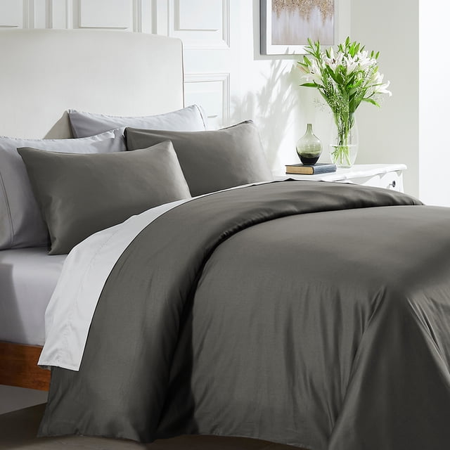 California Design Den Duvet Cover - 400 Thread Count 100% Cotton, 3 Piece Sateen Weave Bedding Set, Soft Luxury Comforter Cover and Two Pillow Shams, with Button Closure and Corner Ties