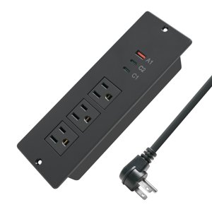 45W Recessed Power Strip USB C for Laptop,Flush Mount Desk Power Outlets 3 AC Outlets 3 USB Ports Flat Plug Extension Cord Built in Sofa Table Cabinet Nightstand Couch