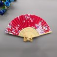 thumbnail image 3 of YAOMOBB Elegant Folding Fan Double Sided Flower Pattern Bamboo Catwalks Lightweight Hand Held Party Props, 3 of 7