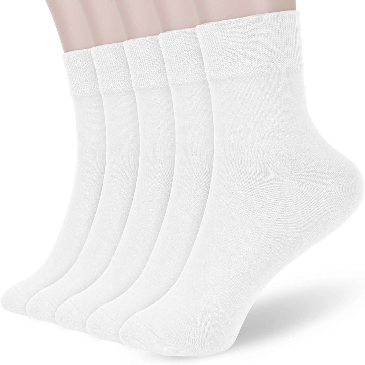 Myclong Women Thin Cotton Socks, Soft Cotton Bootie Socks Women Above Ankle Crew Socks 5 Pairs
