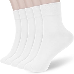 Myclong Femmes Chaussettes minces en coton, Chausettes de bottes en coton doux Femmes au-dessus des chaussettes de l'équipage de cheville 5 Paires