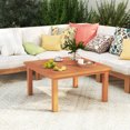 thumbnail image 4 of Gymax Table Basse de Patio avec Trou pour Parasol, Plateau à Lattes et Fini à l'Huile de Teck, 4 of 10