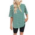 thumbnail image 1 of fatyb Women's Striped Short Sleeve T Shirts Crew Neck Loose Basic Tee Casual Summer Color Block Tops, 1 of 6
