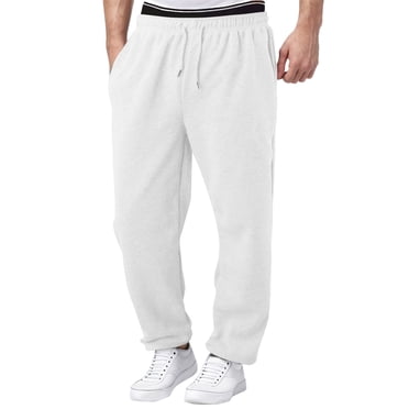 Ediodpoh Pantalon de Survêtement Doublé pour Homme Pantalon à Jambe Grand et Droite Bas Pantalon de Survêtement Joggers Pantalon d'Entraînement Pantalon de Yoga Taille Haute avec Poches Pantalon pour Homme Argent m
