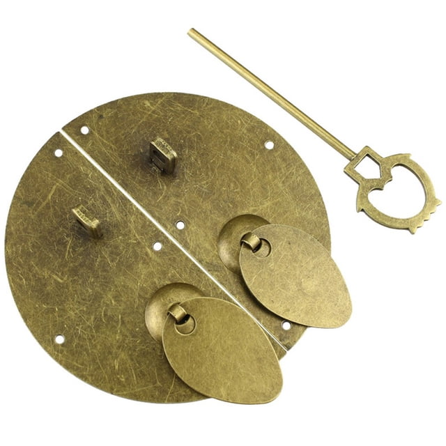 Retro Brass Chinese Dynasty Style Furniture Door Pull Handle Knock Lock Latch